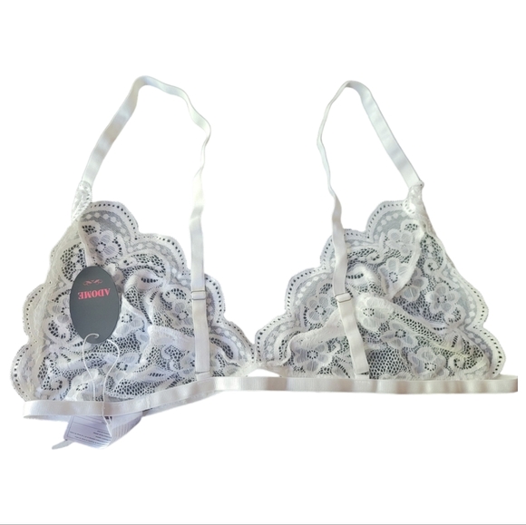 ADOME Women's Crescent White 2-Piece Sexy Bralette and Thong Lingerie Set, XXL - Picture 8 of 11